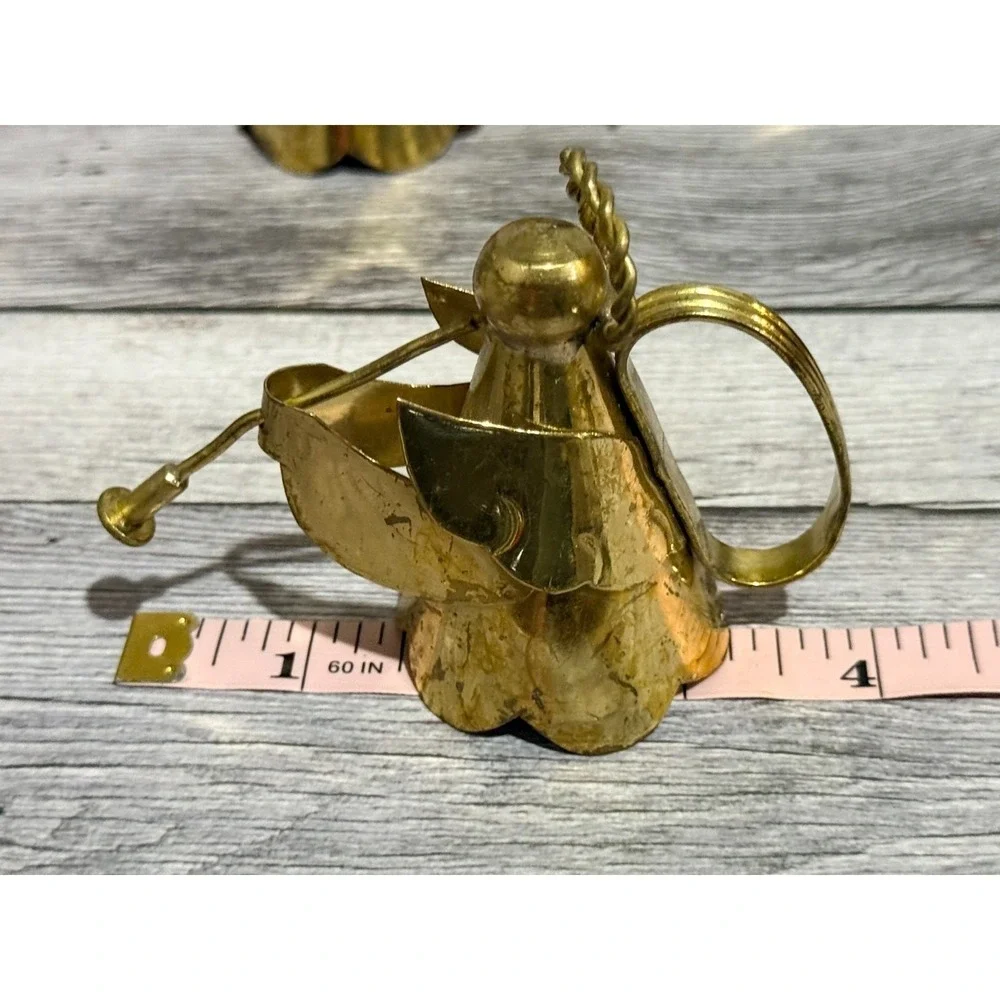 10 Vintage Brass Angel Napkin Rings Christmas Holiday Table Linens 3